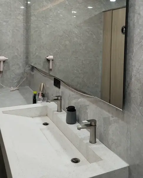 Clean washroom with mirror